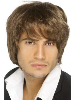 Smiffys Brown Boy Band Wig Mens