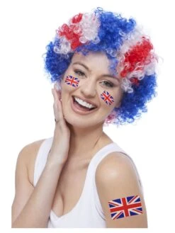 Smiffys Union Jack Afro Wig