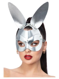 Smiffys Fever Silver Mock Leather Rabbit Mask