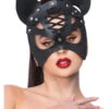 Smiffys Fever Black Mock Leather Cat Mask -Cosplay Equipment Store 53008