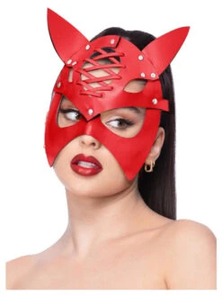 Smiffys Fever Red Mock Leather Devil Mask