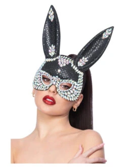 Smiffys Fever Black Jewel Sequin Rabbit Mask