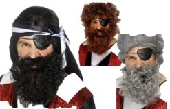 Smiffys Pirate Beard Black Brown Grey