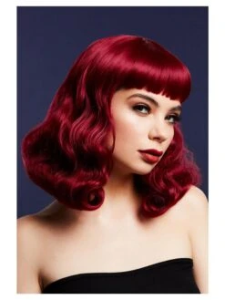 Smiffys Fever Bettie Wig With Short Fringe, Plum