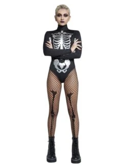 Smiffys Fever Sheer Skeleton Costume -Cosplay Equipment Store black and white skeleton 2