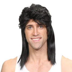 Wicked 80's Mullet Wig Black