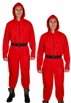 Wicked Hooded Jumpsuit With Belt -Red