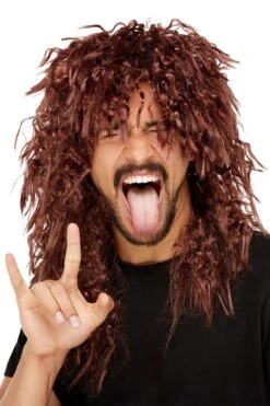 Smiffys Hard Rocker Wig - On Top Promoted -Cosplay Equipment Store hard rocker brown