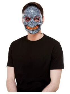 Smiffys Skeleton Mask, Light Up, Grey