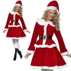 Smiffys Miss Santa Costume With Muff