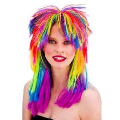 Wicked 80s Rocker Wig -Cosplay Equipment Store mullet wig multi