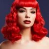Smiffys Fever Bettie Wig With Short Fringe, Red -Cosplay Equipment Store red bettie