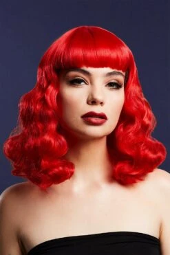Smiffys Fever Bettie Wig With Short Fringe, Red